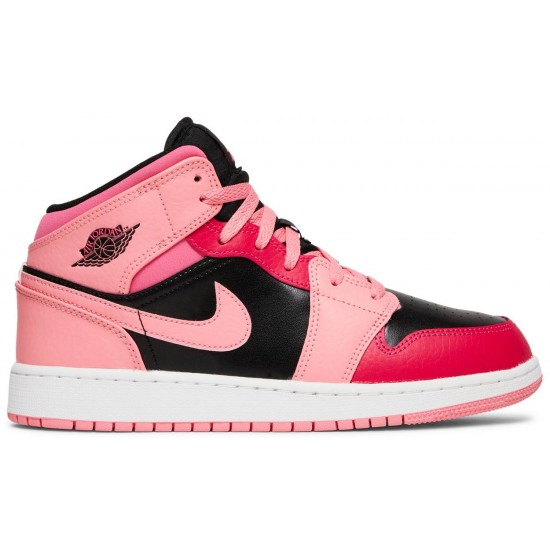 Jordan 1 Mid GS 'Coral Chalk'
 Coral Chalk/Rush Pink/Black/Pinksicle AJ 1 Scarpe 554725 662