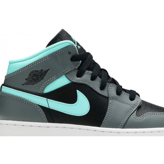 Jordan 1 Mid GS 'Grey Aqua'
 Nero/Aqua chiaro/Grigio Fumo Scuro AJ 1 Scarpe 554725 063