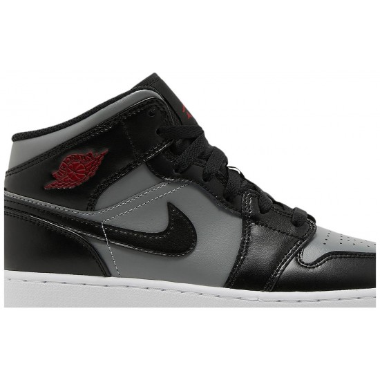 Jordan 1 Mid GS 'Shadow'
 Nero/grigio particellare/bianco/rosso palestra AJ 1 Scarpe 554725 096