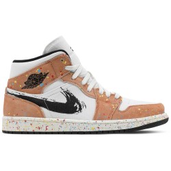 Jordan 1 Mid SE 'Brushstroke Paint Splatter'
 Vela/Nero/Sidro/Cile Rosso AJ 1 Scarpe DA8005 100