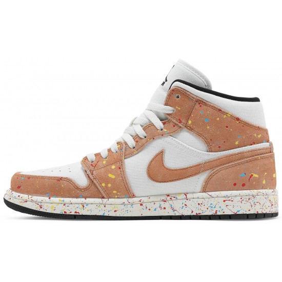 Jordan 1 Mid SE 'Brushstroke Paint Splatter'
 Vela/Nero/Sidro/Cile Rosso AJ 1 Scarpe DA8005 100