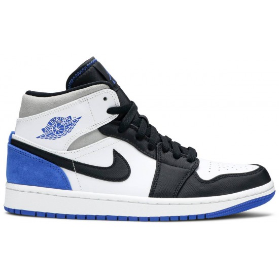 Jordan 1 Mid SE 'Royal Black Toe'
 Bianco/Nero/Luce Solar Flare Heather/Hyper Royal AJ 1 Scarpe 852542 102