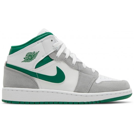 Jordan 1 Mid SE GS 'Grey Pine Green'
 Bianco/Grigio Fumo Chiaro/Verde Pino AJ 1 Scarpe DC7248 103