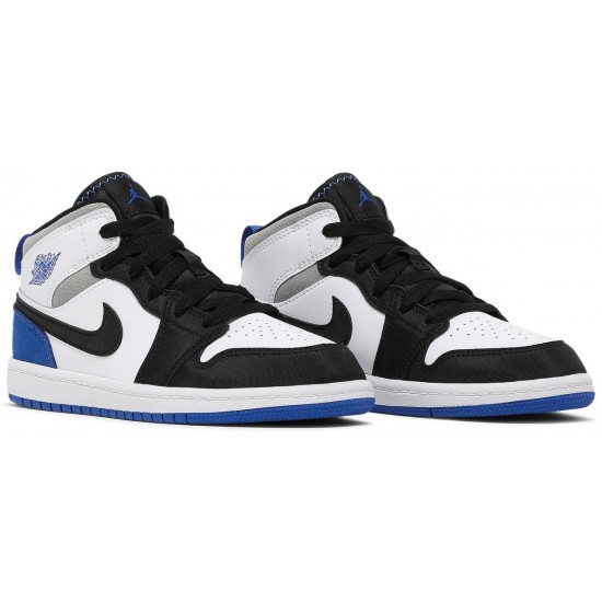 Jordan 1 Mid SE PS 'Royal Black Toe'
 Bianco/Nero/Luce Solar Flare Heather/Hyper Royal AJ 1 Scarpe BQ6932 102