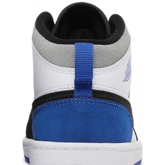 Jordan 1 Mid SE PS 'Royal Black Toe'
 Bianco/Nero/Luce Solar Flare Heather/Hyper Royal AJ 1 Scarpe BQ6932 102