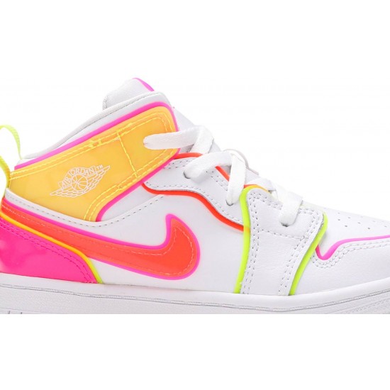 Jordan 1 Mid SE TD 'Edge Glow'
 Bianco/Hyper Crimson/Rosa Blast AJ 1 Scarpe CV4613 100