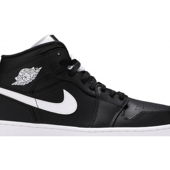 Jordan 1 Retro Mid 'Black White'
 Nero/Bianco-Bianco AJ 1 Scarpe 554724 038