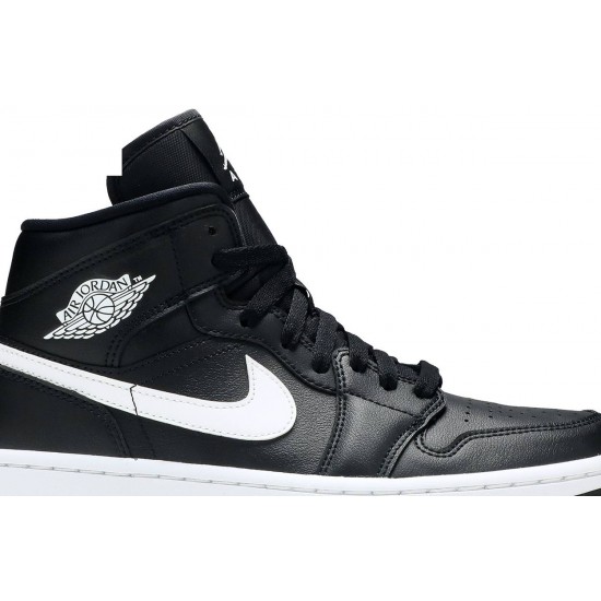 Donne Jordan 1 Mid 'Black White'
 Nero bianco AJ 1 Scarpe BQ6472 011