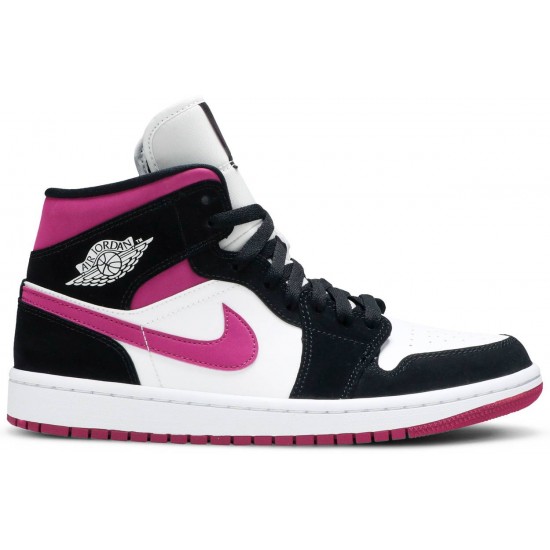 Donne Jordan 1 Mid 'Cactus Flower'
 Nero/Fiore di cactus/Bianco AJ 1 Scarpe BQ6472 005