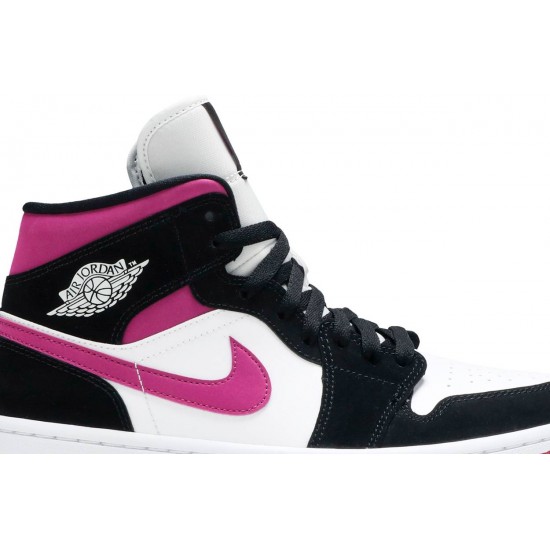 Donne Jordan 1 Mid 'Cactus Flower'
 Nero/Fiore di cactus/Bianco AJ 1 Scarpe BQ6472 005