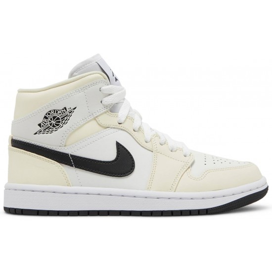 Donne Jordan 1 Mid 'Coconut Milk'
 Latte di cocco/Nero/Bianco vertice/Bianco AJ 1 Scarpe BQ6472 121