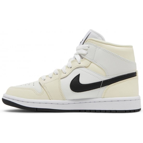 Donne Jordan 1 Mid 'Coconut Milk'
 Latte di cocco/Nero/Bianco vertice/Bianco AJ 1 Scarpe BQ6472 121