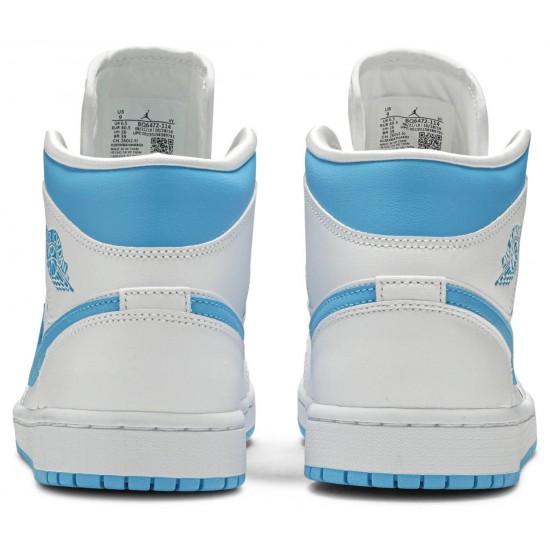 Donne Jordan 1 Mid 'UNC'
 Bianco/Blu Carolina AJ 1 Scarpe BQ6472 114