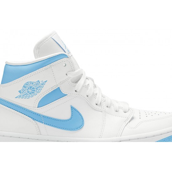 Donne Jordan 1 Mid 'UNC'
 Bianco/Blu Carolina AJ 1 Scarpe BQ6472 114