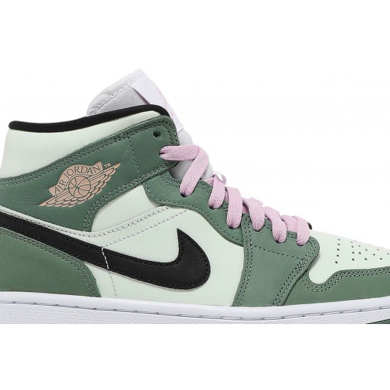 Donne Jordan 1 Mid SE 'Dutch Green' Verde olandese/Nero/Verde a malapena/Rosa artico AJ 1 ScarpeCZ0774 300