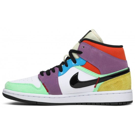 Donne Jordan 1 Mid SE 'Lightbulb'
 Bianco/Nero/Lampadina/Team Arancio AJ 1 Scarpe CW1140 100