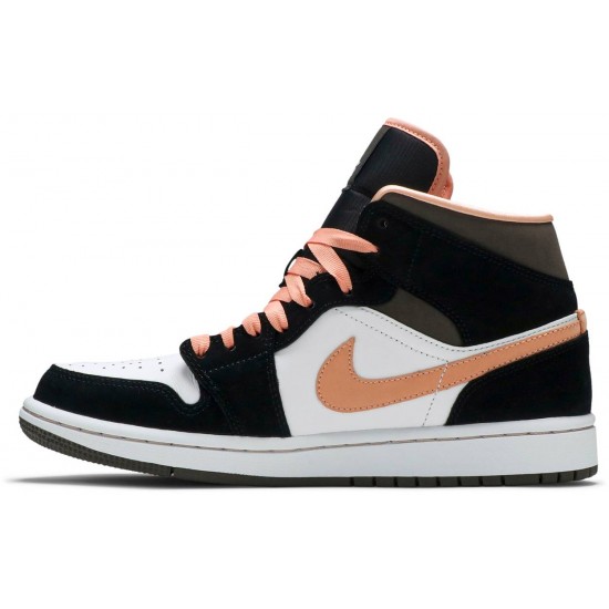 Donne Jordan 1 Mid SE 'Peach Mocha'
 Bianco/Albicocca/Agata/Nero AJ 1 Scarpe DH0210 100