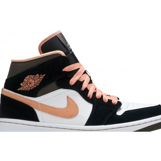 Donne Jordan 1 Mid SE 'Peach Mocha'
 Bianco/Albicocca/Agata/Nero AJ 1 Scarpe DH0210 100