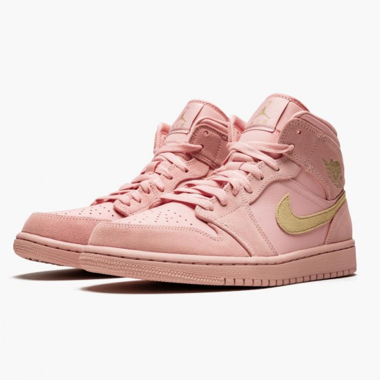 Donna/Uomo Air Jordan 1 Mid Coral Gold 852542-600 Scarpe Da Ginnastica