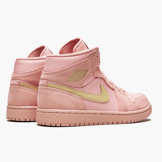 Donna/Uomo Air Jordan 1 Mid Coral Gold 852542-600 Scarpe Da Ginnastica