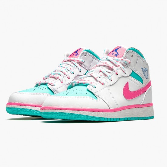 Donna Air Jordan 1 Mid Digital Pink 555112-102 Scarpe Da Ginnastica