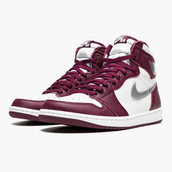 Donna/Uomo Air Jordan 1 Retro High OG Bordeaux 555088-611 Scarpe Da Ginnastica