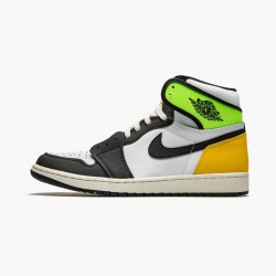 Uomo Air Jordan 1 Retro High White Black Volt University Gold 555088-118 Scarpe Da Ginnastica