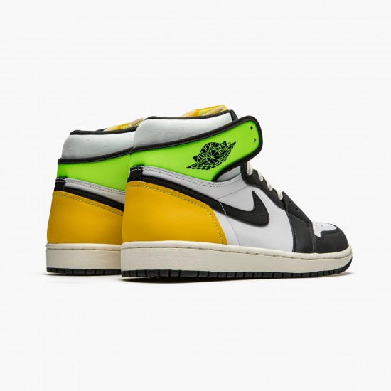 Uomo Air Jordan 1 Retro High White Black Volt University Gold 555088-118 Scarpe Da Ginnastica