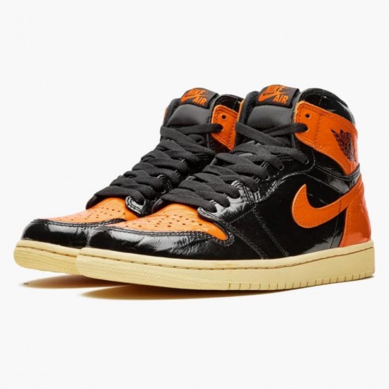 Uomo Air Jordan 1 Retro Shattered Backboard BlackPale Vanilla Starfish 555088-028 Scarpe Da Ginnastica