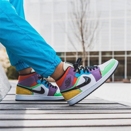 Uomo Air Jordan 1 Mid SE Multicolor CW1140-100 Scarpe Da Ginnastica