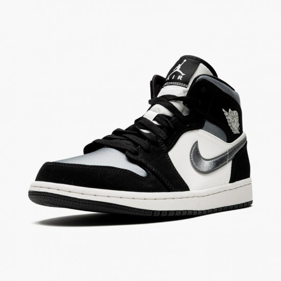 Uomo Air Jordan 1 Mid Satin Grey 852542-011 Scarpe Da Ginnastica