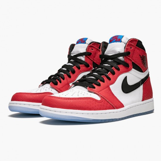 Uomo Air Jordan 1 Retro High Spider Man Origin Story 555088-602 Scarpe Da Ginnastica