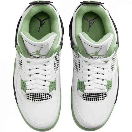 Uomo Air Jordan 4 Retro White Oil Green Dark Ash AQ9129-103 Scarpe Da Ginnastica