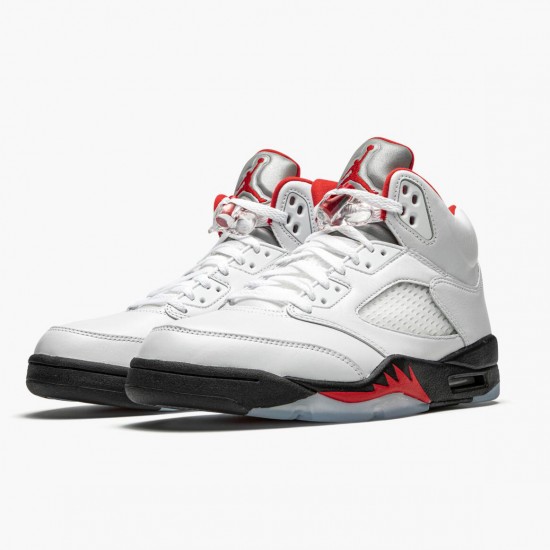 Uomo Air Jordan 5 Retro Fire Red Silver Tongue DA1911-102 Scarpe Da Ginnastica