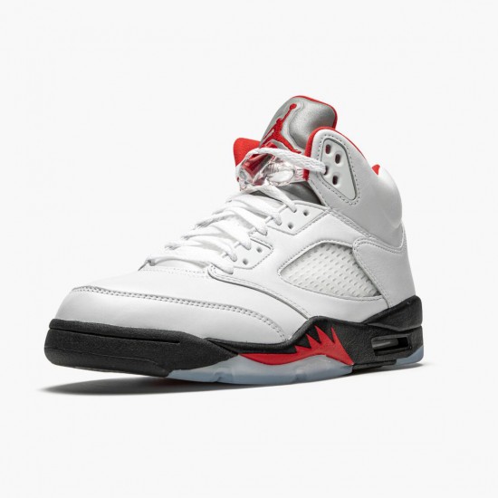 Uomo Air Jordan 5 Retro Fire Red Silver Tongue DA1911-102 Scarpe Da Ginnastica