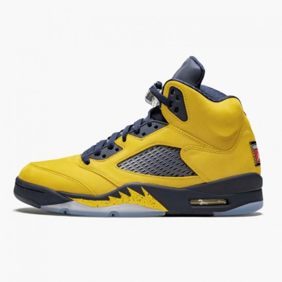 Donna/Uomo Air Jordan 5 Retro Michigan 2019 AmarilloCollege Navy CQ9541-704 Scarpe Da Ginnastica