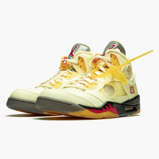 Uomo Off-White x Air Jordan 5 Retro Sail DH8565-100 Scarpe Da Ginnastica