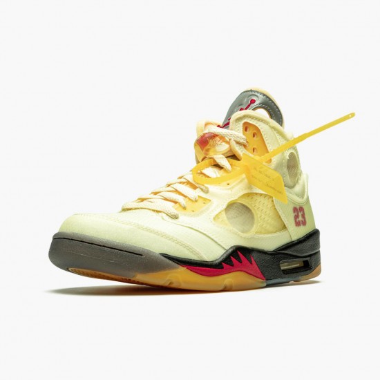 Uomo Off-White x Air Jordan 5 Retro Sail DH8565-100 Scarpe Da Ginnastica