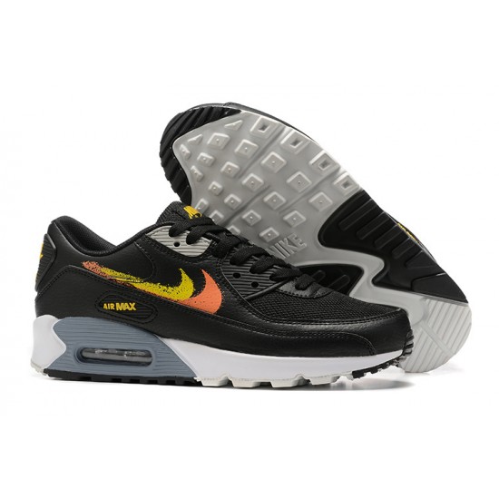 Nike Air Max 90 Uomo Nero Giallo E Arancia Scarpe Da Ginnastica