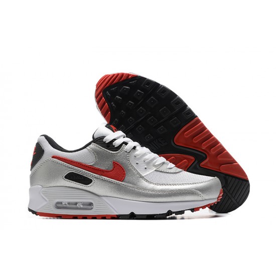 Nike Air Max 90 Uomo Argento Rosso Scarpe Da Ginnastica