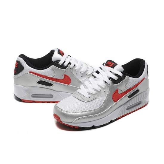 Nike Air Max 90 Uomo Argento Rosso Scarpe Da Ginnastica